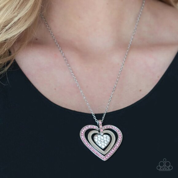 Paparazzi Jewelry Accessories - Bless Your Heart - Pink Necklace - Vintage - Picture 4 of 6